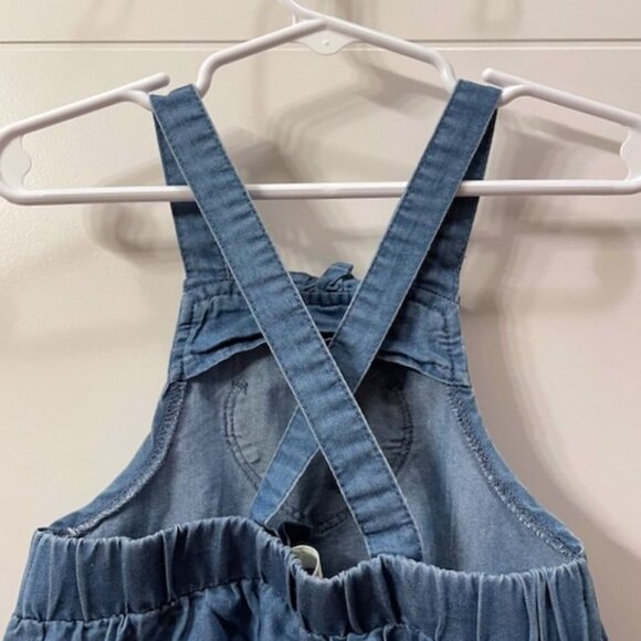 Levi's Baby Girl Toddler Blue Chambray Pinafore Jumper Dress Heart 18 Months - Picture 7 of 11